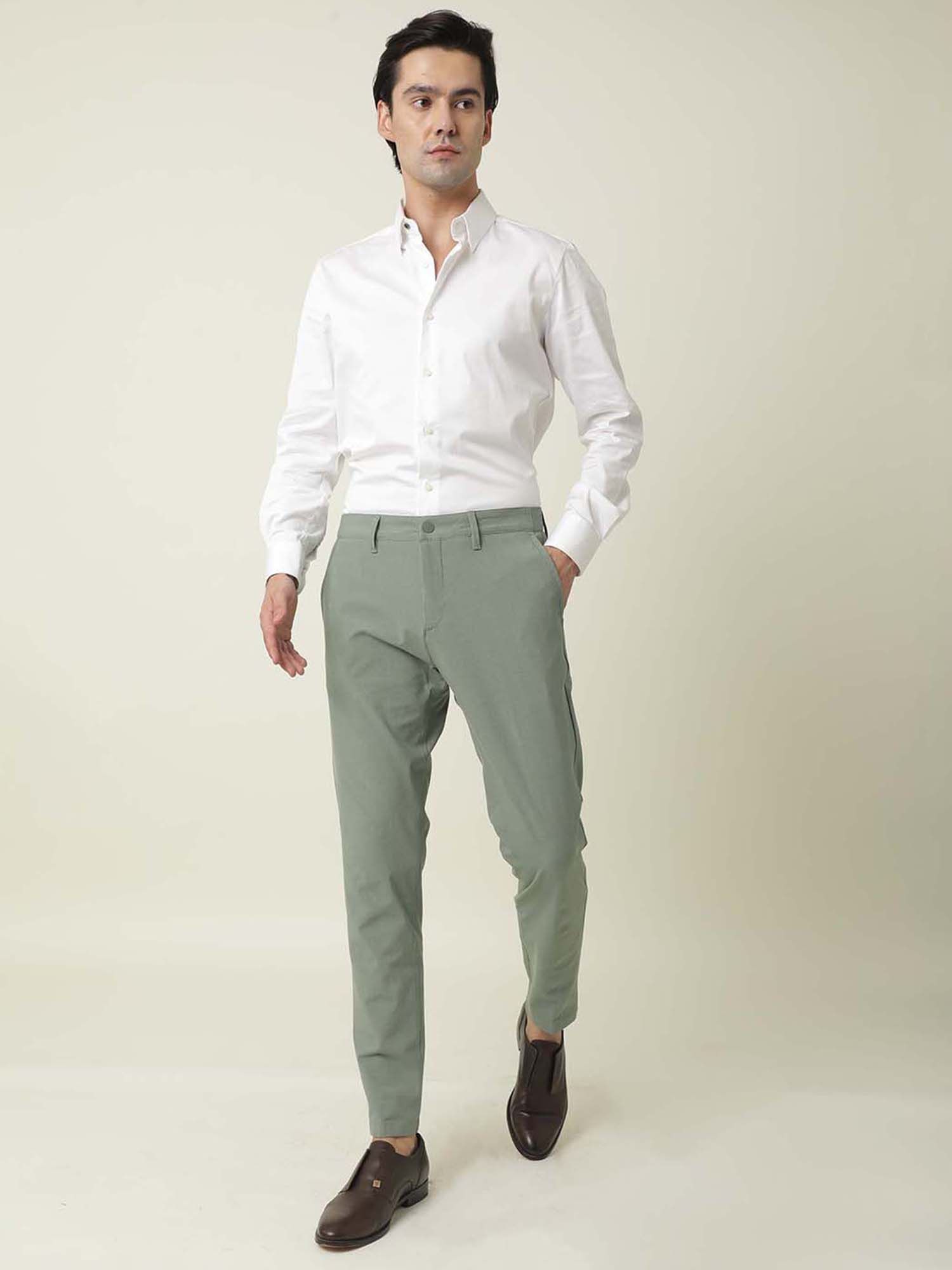 Rare Rabbit Men's Maxims Grey Mid-Rise Slim Fit Polka Dot Trousers